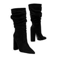 thumbnail image 5 of Juosiy Boots for Women Fashion Slouchy Wide Calf Chunky Heels Side Zipper Short Work Boots, 5 of 8