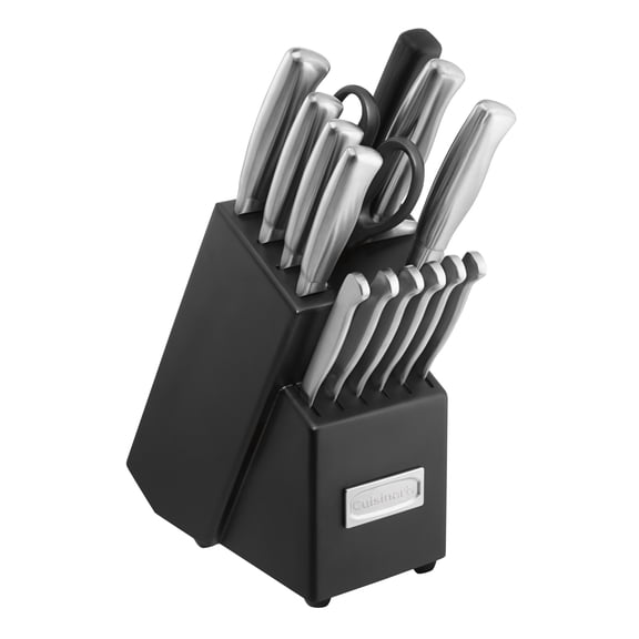 Cuisinart Stainless Steel Hollow Handle 15-Piece Knife Block Set with Acacia Wood