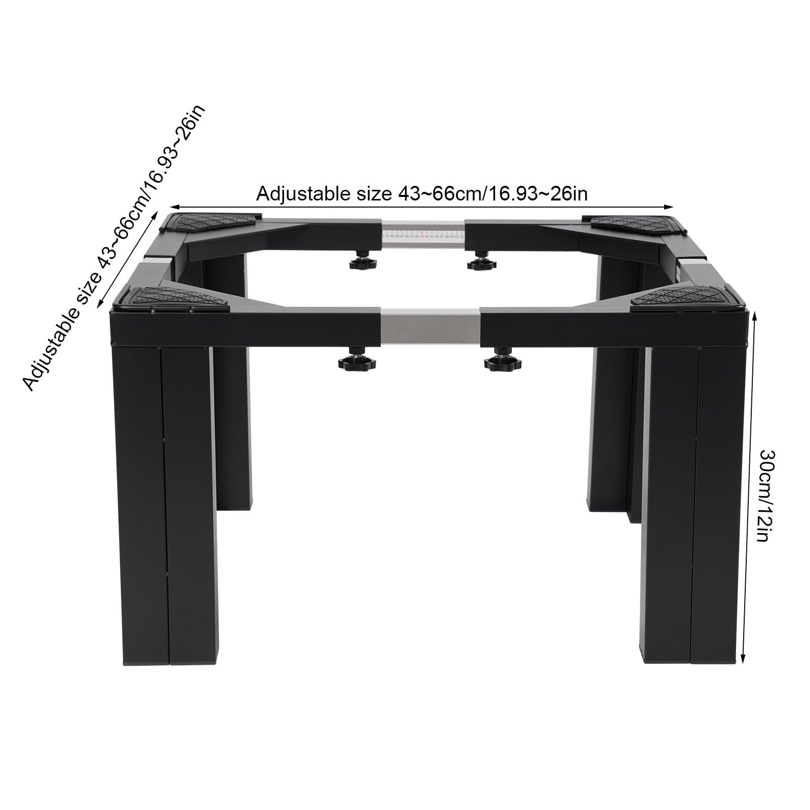 Heavy Duty Washing Machine Stand, 500KG Load Adjustable Refrigerator Washer Dryer Base Anti-Rust Black