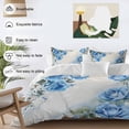 thumbnail image 3 of 3 Piece Blue Flower Spring Duvet Cover Set Queen Size,Microfiber Comforter/Quilt Cover with Corner Ties and 2 Pillowcases,Rose Leaves Garden Pastoral Retro All Season Soft Bedding with Zipper Closure, 3 of 8