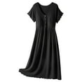 thumbnail image 1 of PMVFHDE Robe Longue Automne Fil Maternité Robe Fine Col Rond Manches Courtes Allaitement Robe Maternité Taille Haute Manches Courtes Robe Portable Femmes Noir,m, 1 of 9