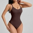 thumbnail image 2 of TTUHYWXI Women Sexy Square Neck Thong Bodysuit Backless Cami Bodysuit Top (Coffee, XL), 2 of 5