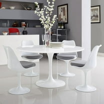 Modway Lippa 54" Round Wood Top Dining Table in White