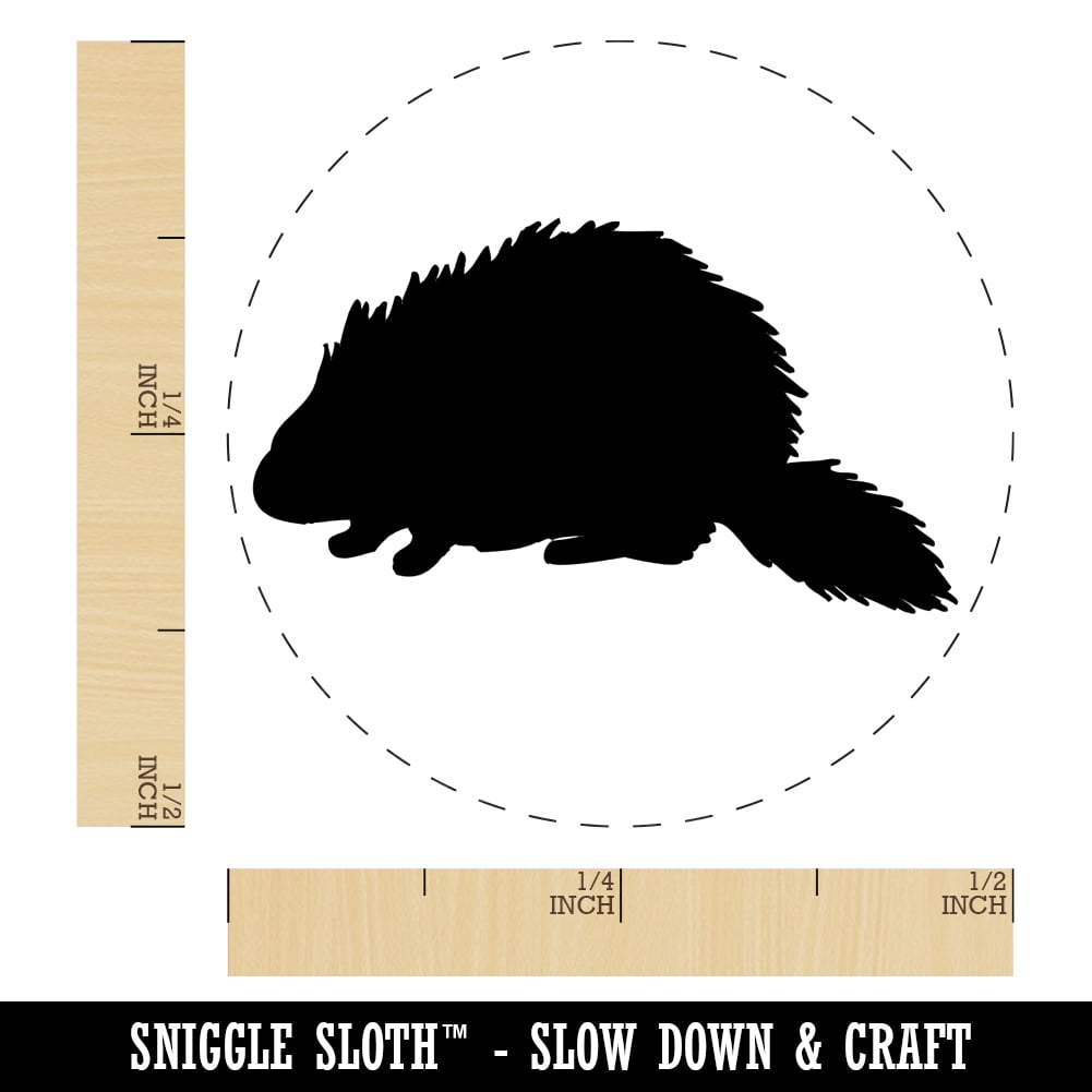Porcupine Solid Self-Inking Rubber Stamp Ink Stamper - Brown Ink - Mini 1/2 Inch
