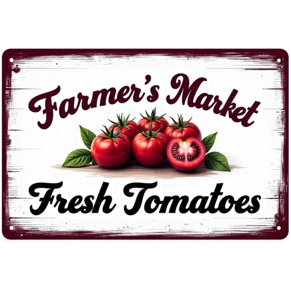 Vintage Fresh Tomatoes Metal Tin Sign Print for Garden Porch Bar Kitchen Wall Decor 8 x 12 in