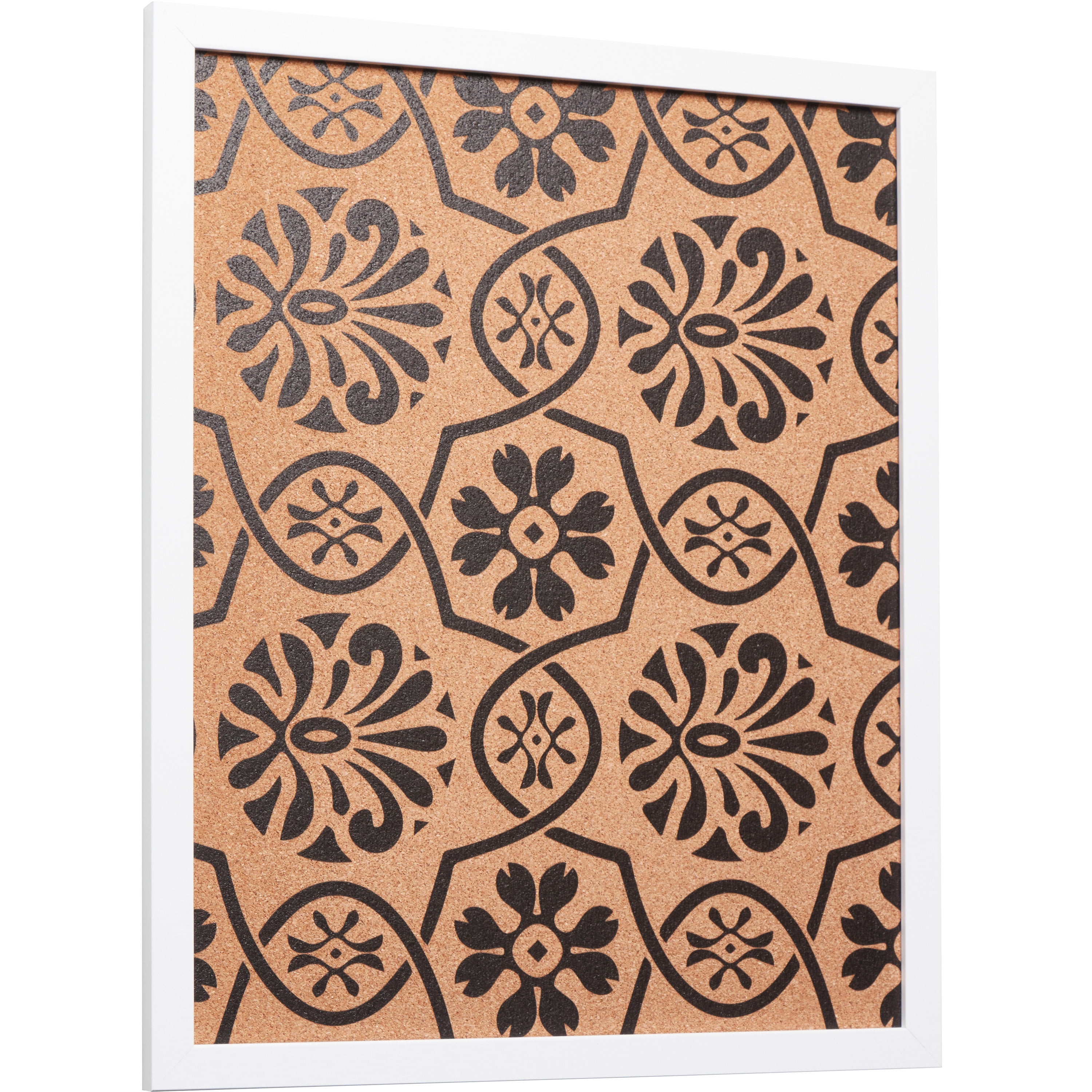 Craig Frames Decorative Cork Bulletin Board, 18.5x23 Inch, White Frame with Floral Pattern