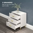 thumbnail image 4 of HOMCOM Commode de Chambre, Commode à 3 Tiroirs avec Pattes en Aluminium, 4 of 10