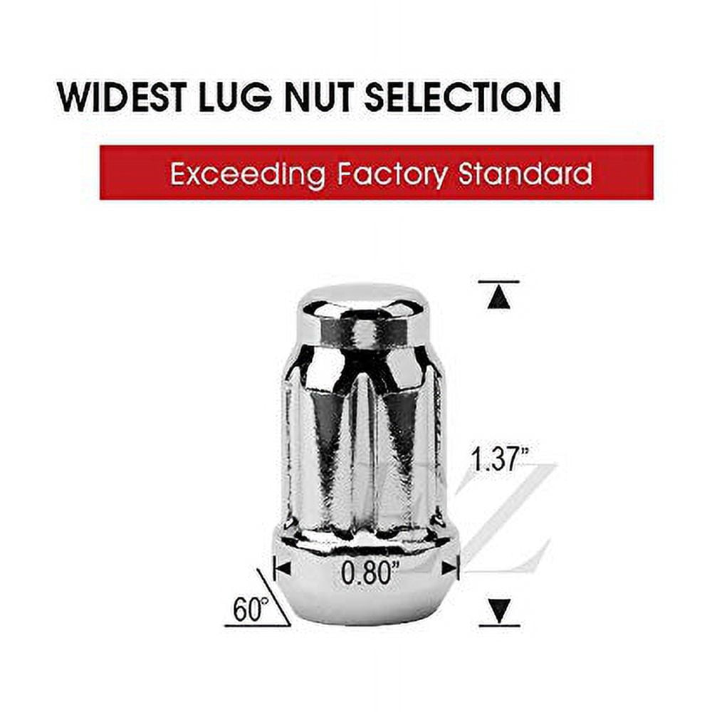 20 Spline Drive Small Diameter Acorn 7/16" Chrome Lug Nut Kit with Key
