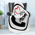 thumbnail image 4 of Call Mom Soft Flannel Fleece Blanket, Phone Motif with Circular Frame and I Love You Mom Words Simple Modern, Cozy Plush for Indoor and Outdoor Use, 50" x 70", Vermilion Black White, by Ambesonne, 4 of 5