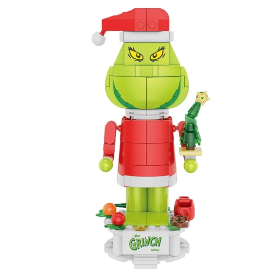Brickcraft The Grinch Nutcracker Building Kit (208-Piece Set), Dr. Seuss Collectible Holiday Decoration, Poseable Display Figure, Christmas Gift