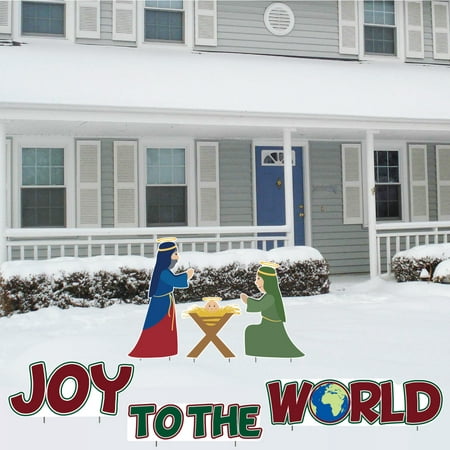 Joy to the World and Nativity Christmas Lawn Decorations – Set of 6