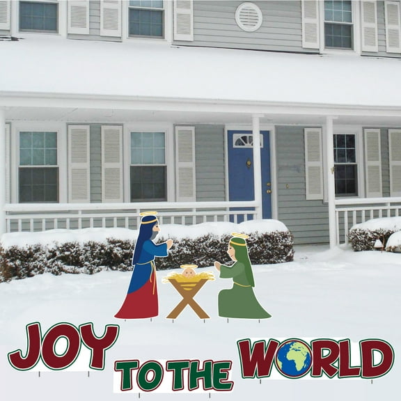 Joy to the World and Nativity Christmas Lawn Decorations, Set of 6pcs, 12882, Includes Stakes, 100% Waterproof