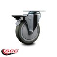 thumbnail image 2 of 5 Inch Gray Poly Wheel Swivel Top Plate Caster Posi Brake Service Caster, 2 of 2