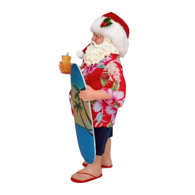 Christmas Tropical Santa Surfer Beach Figure Figurine Decoration