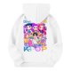 thumbnail image 3 of Moonsky Sudadera con capucha y cordón HUNTRX, estampado de grupo de chicas coreanas, jersey corto, suave y cómodo, top de manga larga para primavera y otoño. Blanco 140, 3 of 4