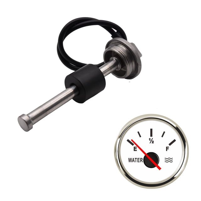 0-190Ohm 52MM Water Level Gauge Red Backlight Water Tank Level Indicator Meter With Fuel Level Sensor 200MM 250MM 300MM 400MM ,Easy to Install