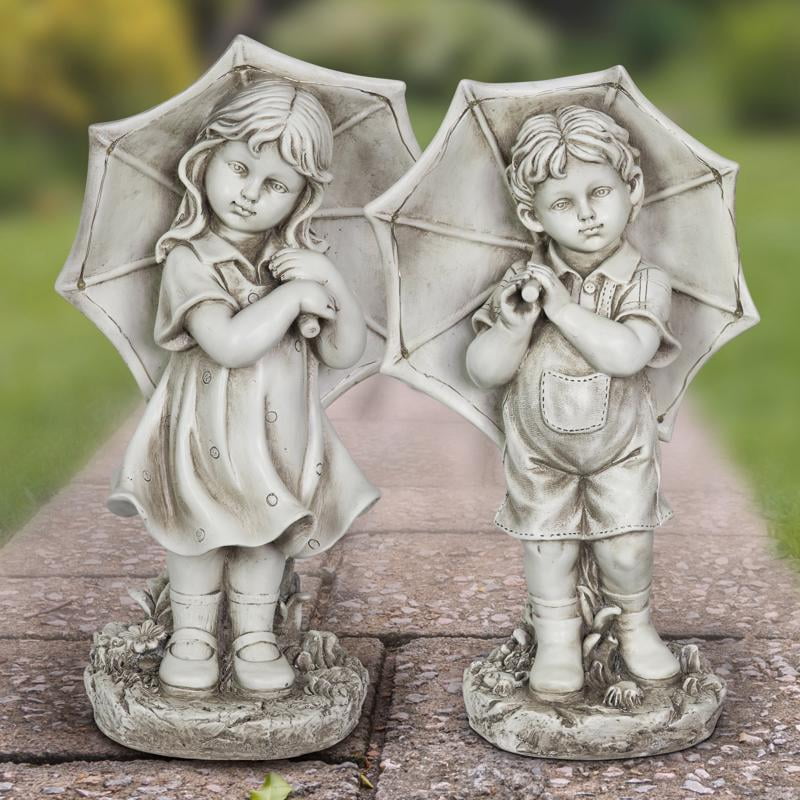 Exhart Boy and Girl with Umbrella Statue - Thumbnail 4