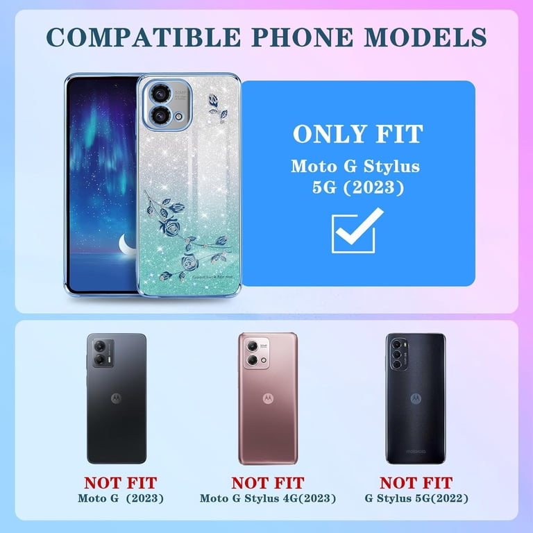YUXING Clear Glitter Case For Motorola Moto G15, Women Girls Slim
