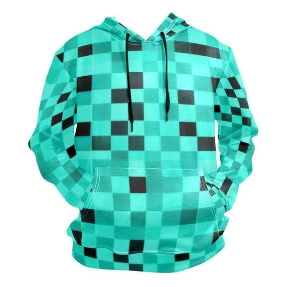 Green and Black Squares Men’s Hoodies Sweatshirt Fleece Jackets Long Sleeve Sweatshirts