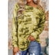 thumbnail image 4 of Camiseta De Manga Larga Para Mujer, Lavable A Máquina, Elegante Tela De Poliéster, Estampado De Camuflaje, Blusa De Hombro Oblicuo Amigable Con La Piel Para Uso Diario ANGGREK Otros, 4 of 6