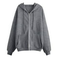 thumbnail image 3 of Womens Casual Solid Long Sleeve Zipper Hooded Coat Pocket Sweatshirt Tops Features: Women Shirt Ladies Tops T Shirts Athletic Pullover Women Violet plus Size Tops Oversized Zipper Hoodie Women Snap, 3 of 4