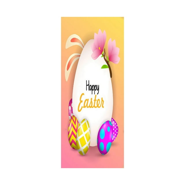 Dsscvnef Rideau de Porte de Pâques Dessin Animé Lapin Design Œuf Coloré Décoration de Chambre de Printemps Fête à la Maison Bannière Suspendue