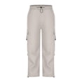 thumbnail image 5 of Mifsaly Women's Cargo Pants High Waisted Parachute Pants Lightweight Relaxed Fit Baggy Athletic Joggers with Pockets for Outdoor Camping and Streetwear Beige,S, 5 of 7