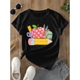 thumbnail image 1 of Girls' School-Themed Graphic T-Shirt with apple, Pencil, Scissors - Soft everyday Top for Back-to-School, Classroom Parties - all-Season Kids' Shirt- easy Care Round Neck Tee,Comfortable Fit, 1 of 6