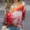 thumbnail image 2 of Watercolor Wildflowers Women's Floral Printed Sweatshirt Long Sleeve Crewneck Casual Loose Vintage Graphic Pullover Tops, 2 of 7