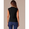 thumbnail image 4 of DARING DIVA Knit Ribbed Sleeveless Mock Neck Blouse S Black, 4 of 6