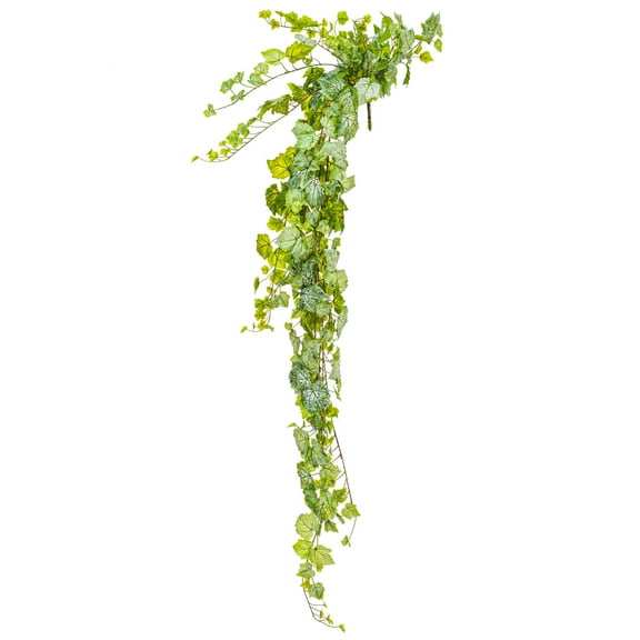 Vickerman 6' Artificial Green & White Grape Leaf Ivy Hanging Bush.