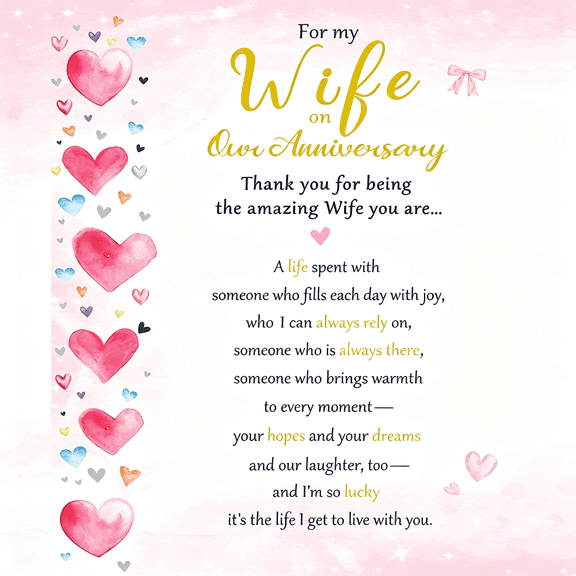 CCOCC Anniversary Cards for Wife,Happy Wedding Anniversary Card Gift for Wife from Husband 8X5.3 Inches,Double Sided,With Matching Envelope Anniversary Cards for Wife