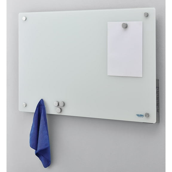 Global Industrial Magnetic Glass Whiteboard 36""W x 24""H