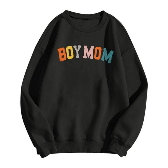 TINZ Boy Mom Sweatshirt Women Mama Sweatshirt Mom Life Pullover For Mom Hoodie Mom Mode Crew Neck Pullover College Hoodies plus Size Crop Sweater Womens Sweatshirts Women