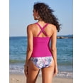 thumbnail image 2 of Trajes de baño Tankini AI'MAGE para mujer, fruncidos, con control de barriga, color rosa intenso, 2 of 6