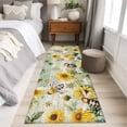 thumbnail image 5 of 2x6 Kitchen Runner Rug, Sunflower Bee Non-Skid Rubber Backing Large Rectangle Rugs - Living Room Bedroom Home Office, Vintage Summer Botanical Farmhouse Indoor Floor Mat Carpets Washable Rug, 5 of 9