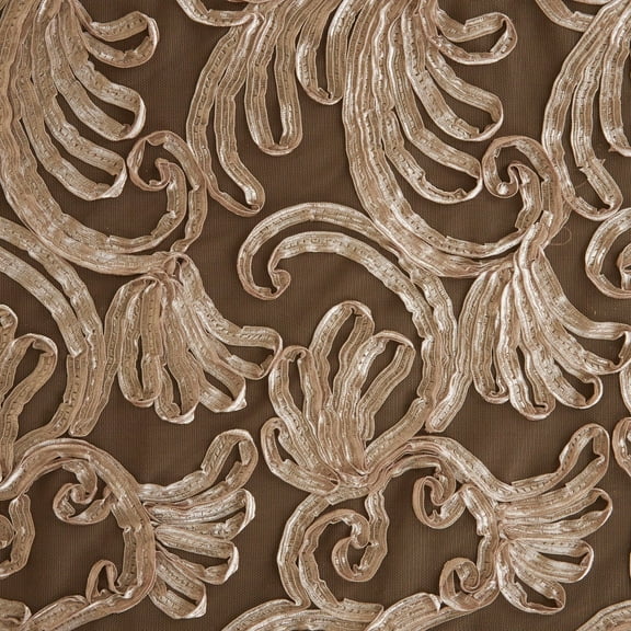 Zelouf Kailee Ribbon Soutache Mesh  , Sewing, DIY, Crafts Fabric by the Yard, Charming Taupe, 3 Yard