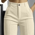 thumbnail image 2 of HomeDM Wide Leg Dress Pants Women's High Waisted Waffle Knit Business Trousers Khaki Elegant Work Bottoms for Casual Size 3XL, 2 of 8