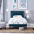 thumbnail image 3 of Virginia Queen Fabric Platform Bed with Squared Tapered Legs Beige, 3 of 11