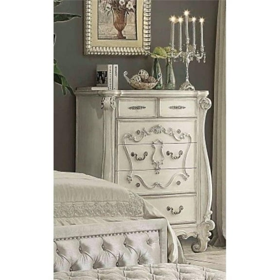 Bowery Hill 5 Drawer Chest in Bone and White