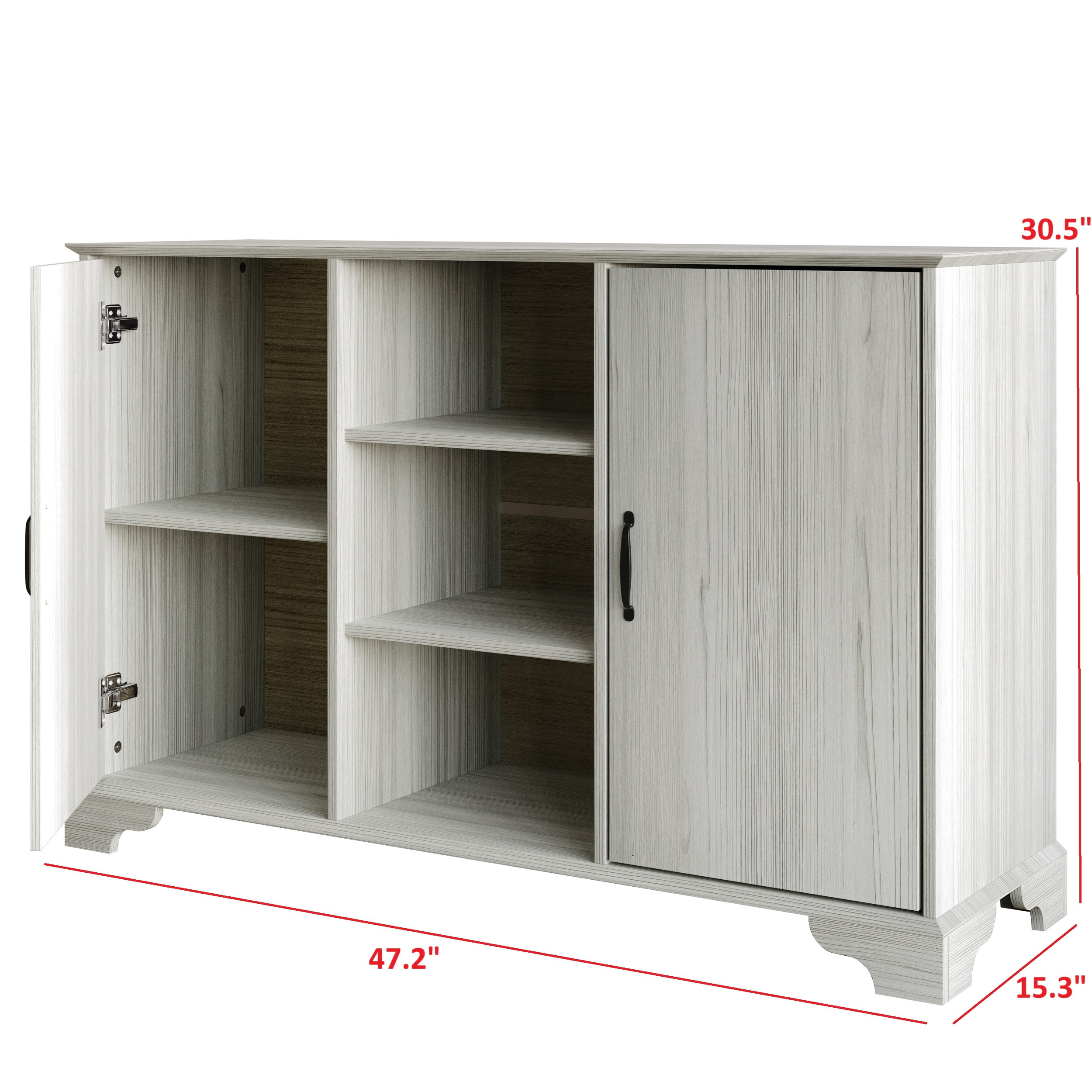 Home Design Harley Side Board, Modern Bedroom Storage Furniture, Light Gray Finish, Easy Assembly