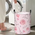 thumbnail image 7 of TEQUAN Waterproof Laundry Hampers, Cute Pink Parisian Style Pattern Clothes Storage Basket with Handle (S), 7 of 7