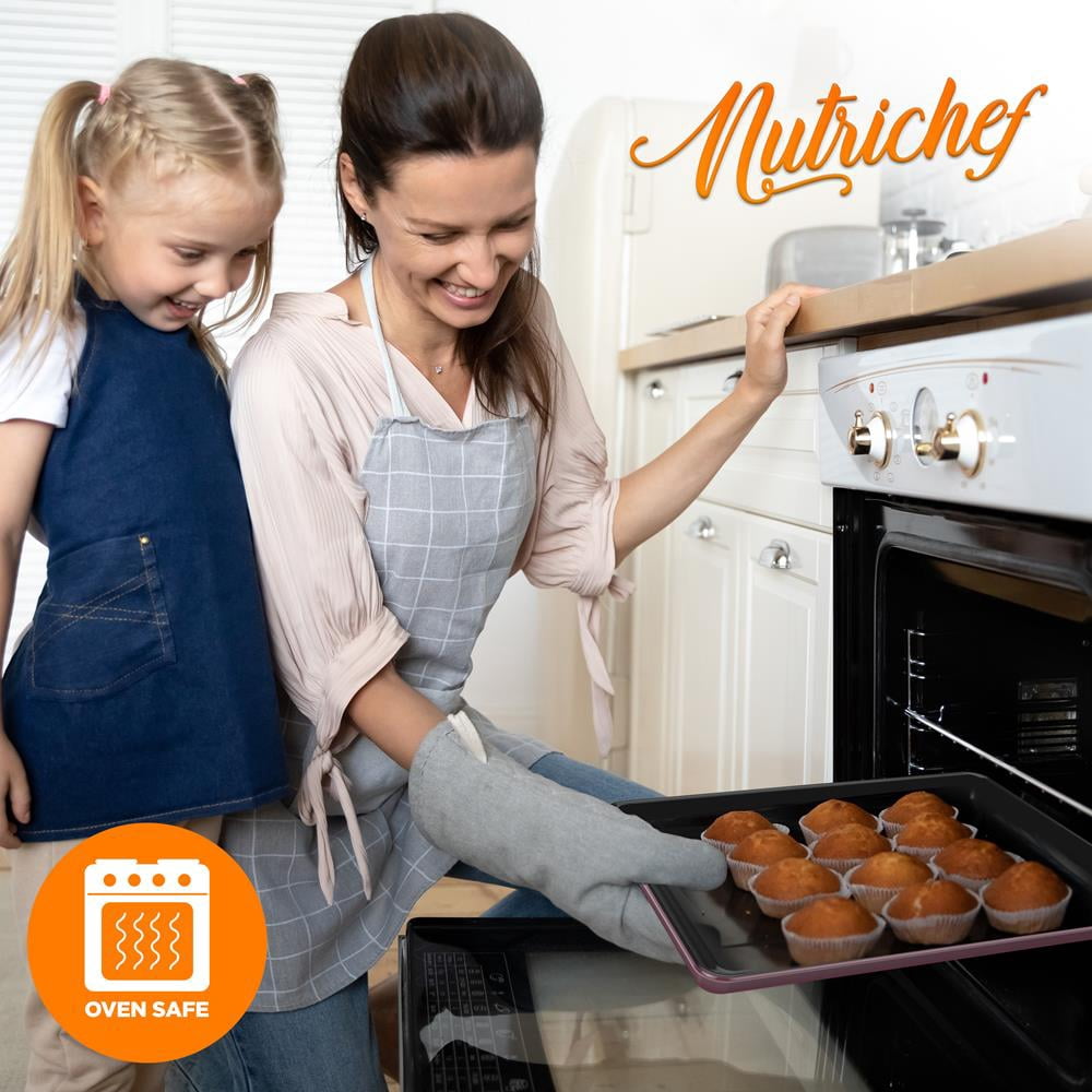 NutriChef 8-Piece Nonstick Stackable Bakeware Set W/ Non-Stick Coating, Brown