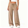 thumbnail image 4 of Bosfbaoi Sweatpants for Women Drawstring Elastic Waist Wide Leg Pants Patch Pocket Casual Loose Track Pants, 4 of 8
