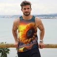 thumbnail image 6 of Lsque Sunset Coast Sunflower Pattern Mens Tank Tops Muscle Athletic Quick Dry Sleeveless Workout Fitness T Shirts Beach Tank Top, Loose-fit Sleeveless Shirt for Men-Medium, 6 of 7