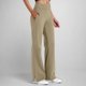 thumbnail image 2 of Pantalones de Cintura Elástica para Mujeres Deporte Casual Color Sólido Botón de Moda Bolsillo Pantalones de Yoga, 2 of 5