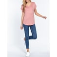 thumbnail image 5 of Women Casual Loose Fit V-Neck Cuff Dolman Sleeve Drop Shoulder Jersey T-shirts Top, 5 of 5