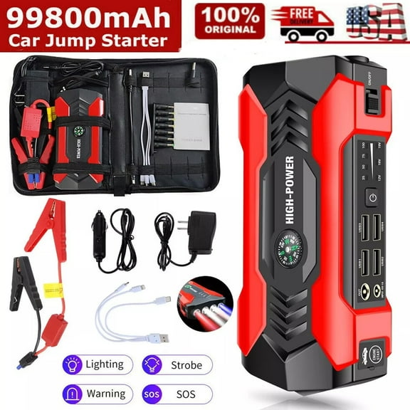 99800mAh Car Jump Starter Booster Jumper Box Power Bank Battery Charger Portable Fast Charging