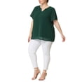 thumbnail image 3 of Blude talgrande pamujer Puntos suizos Cuello redondo Blusas lindas básicas Verde Oscuro XXL, 3 of 6