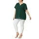 thumbnail image 3 of Blude talgrande pamujer Puntos suizos Cuello redondo Blusas lindas básicas Verde Oscuro XXL, 3 of 6